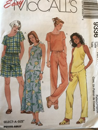 McCalls 9336 Summer Halter Top Shorts pants skirt Sewing Pattern Size 4 6 8