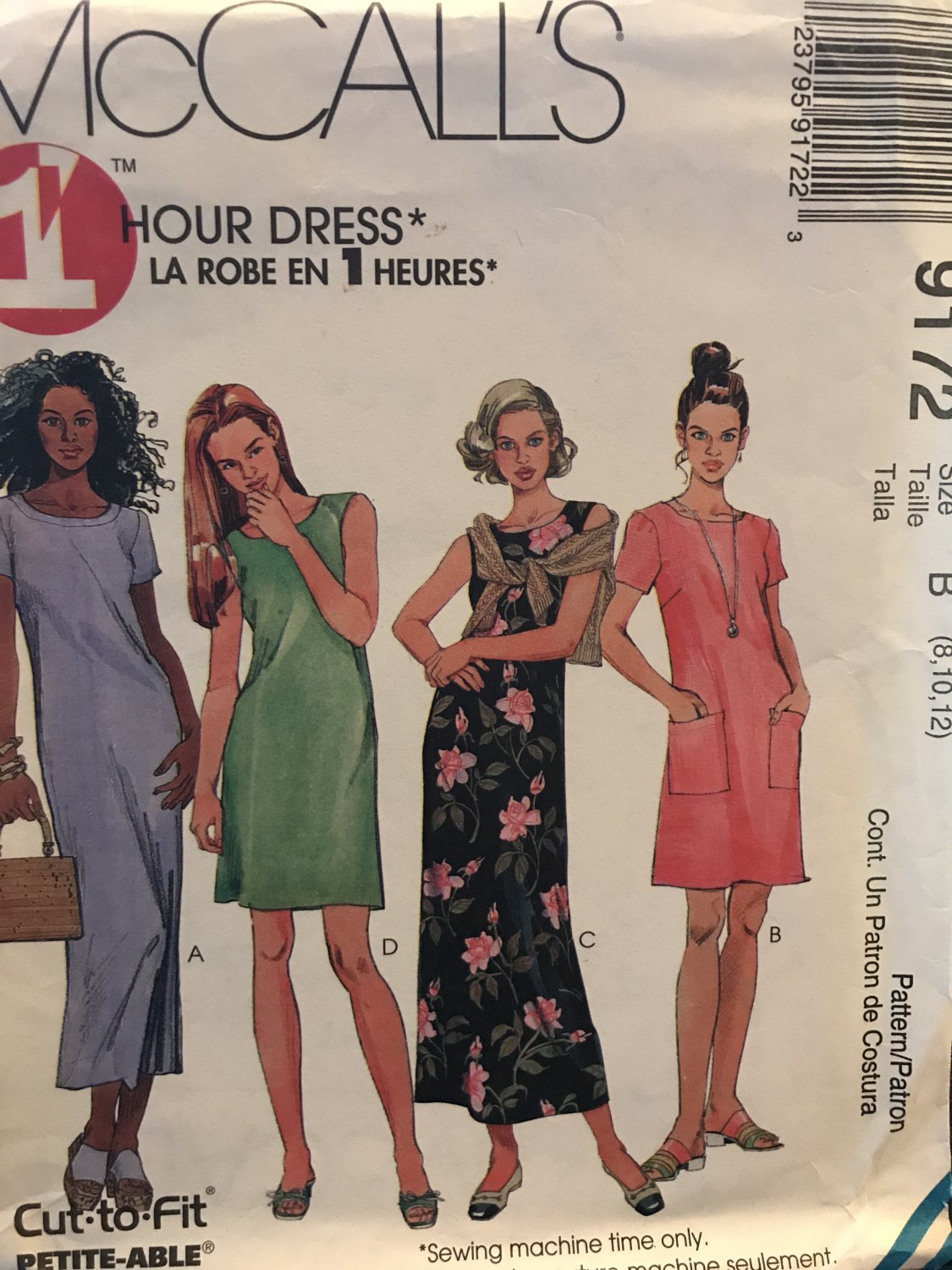McCall's 9172 Misses dress in two lengths Relaxed fit, sleeveless or short sleeved Sizes 8 10 12