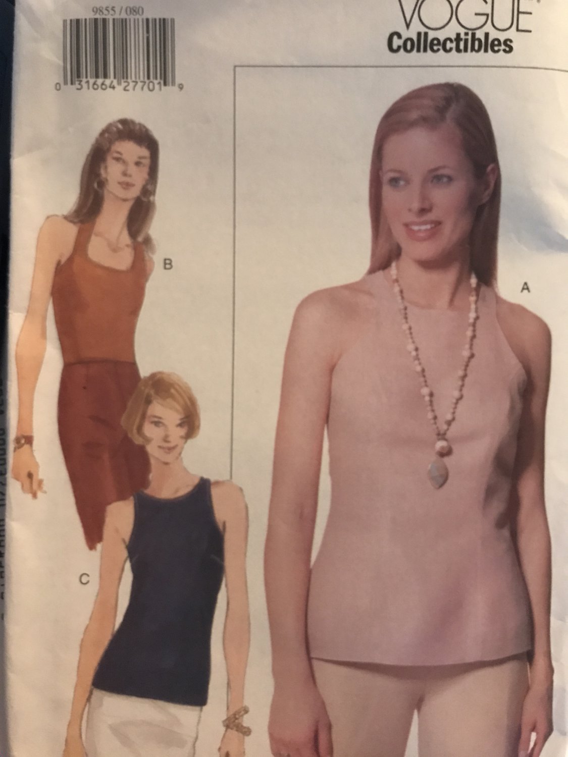 Very Easy Vogue Collectibles 9855 Inset Arm Tank Top Halter Top Size 8 10 12 Bust 31.5 32.5 34