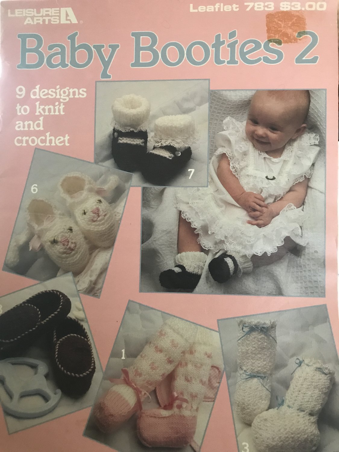 Baby Booties 2 Knit & Crochet Pattern Leisure Arts 783 Nine Designs