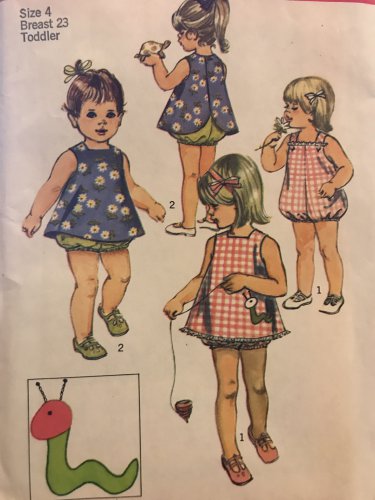 Simplicity 8812 Toddlers' Playsuit and Pinafore Size 4 breast 23" Sewing Pattern