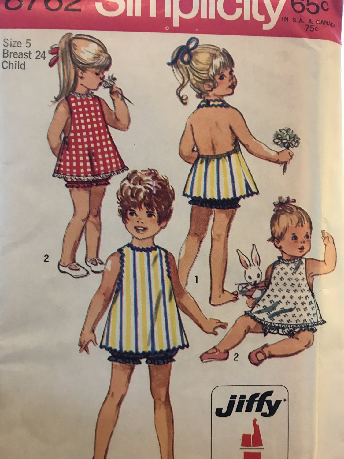 Simplicity 8762 Toddlers' Jiffy Halter Sundress & Bloomers Sewing Pattern Size 5 Breast 24
