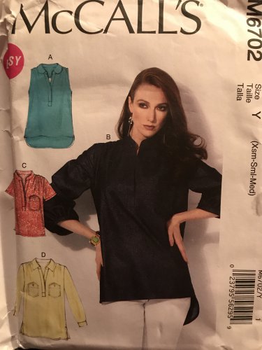 McCalls M6702 6702 Pattern Summer Top with sleeve variations size Xsm, Sml, Med Sewing Pattern
