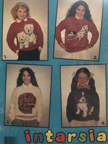 DOGS 4 knitting patterns Intarsia Patterns Patons for Childrens sizes