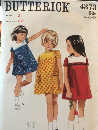 Butterick 4373 Quick 'N Easy One-Piece A-line dress Sewing Pattern Child size 3 bust 22"