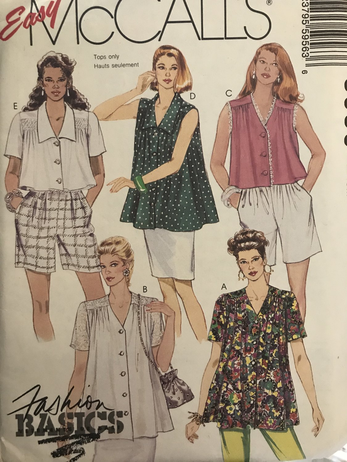 McCalls 5956 Misses Smock Top in two lengths Sewing Pattern Size 14 16