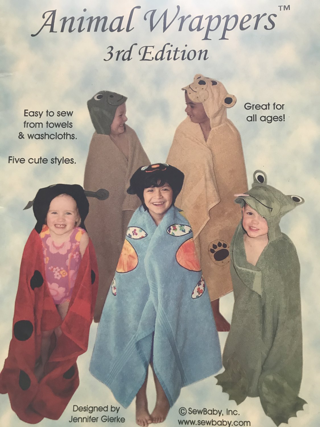 Animal Wrappers Hooded Towels for Children Sewing Patterns by Sew Baby