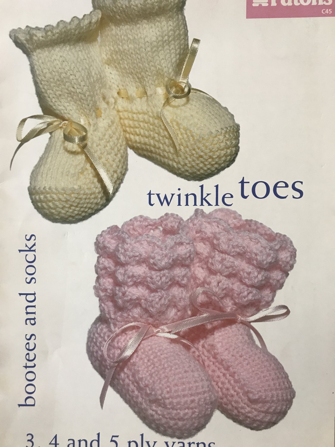 Bootees Booties and Socks Patons Twinkle Toes knitting pattern 23 projects including Mary Janes