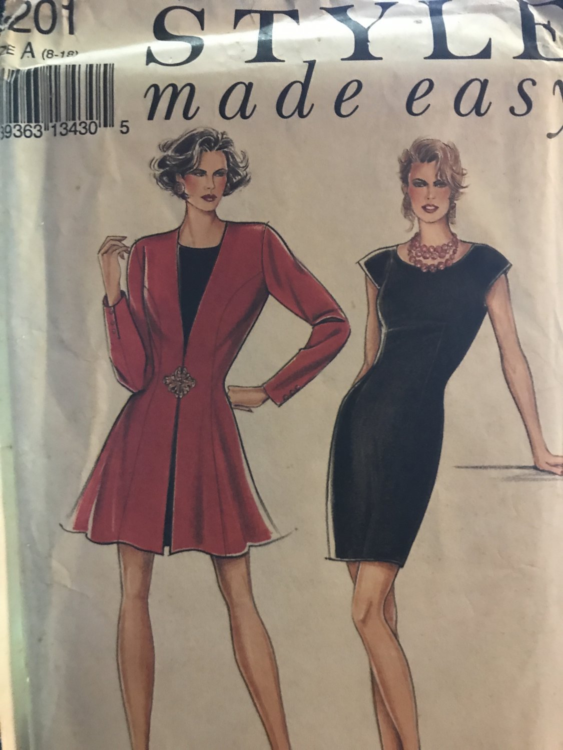 Style 2201 Misses Dress and Jacket Sewing Pattern size 8 - 18 Uncut