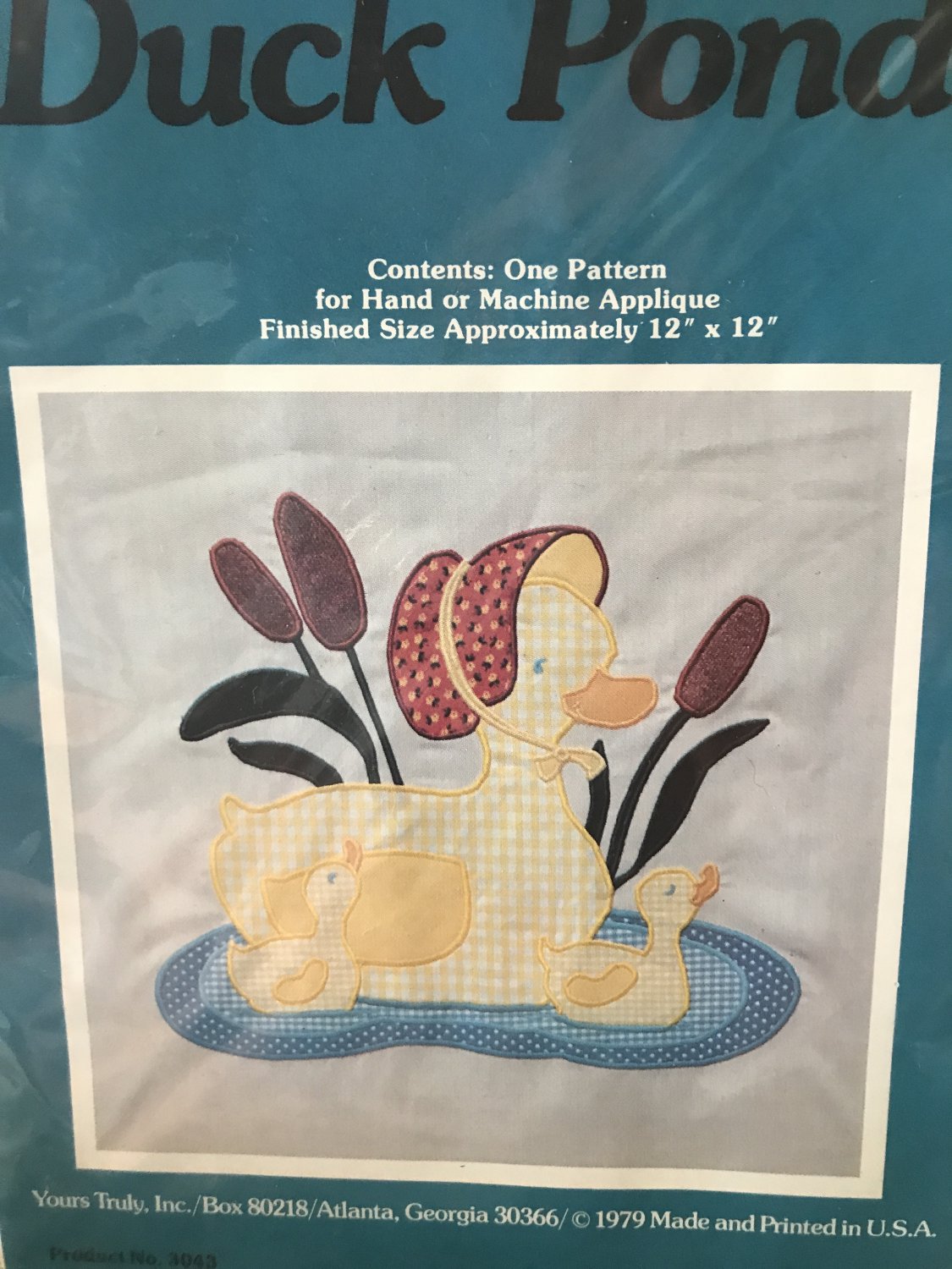 Applique Pattern Duck Pond By Yours Truly 12 X 12 Sewing Quilt Pattern 3043