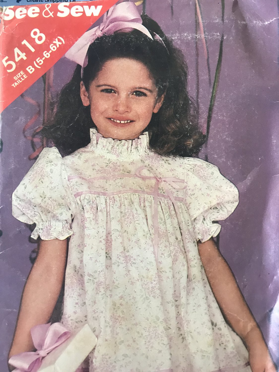 Sewing Pattern Butterick 5418 Girls A Line Size 5 6 6X Flower Girl Special Occasion