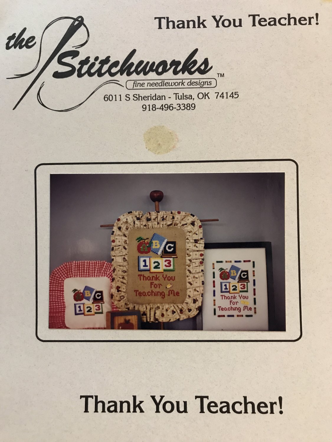 The Stitchworks Thank you Teacher Cross Stitch Chart