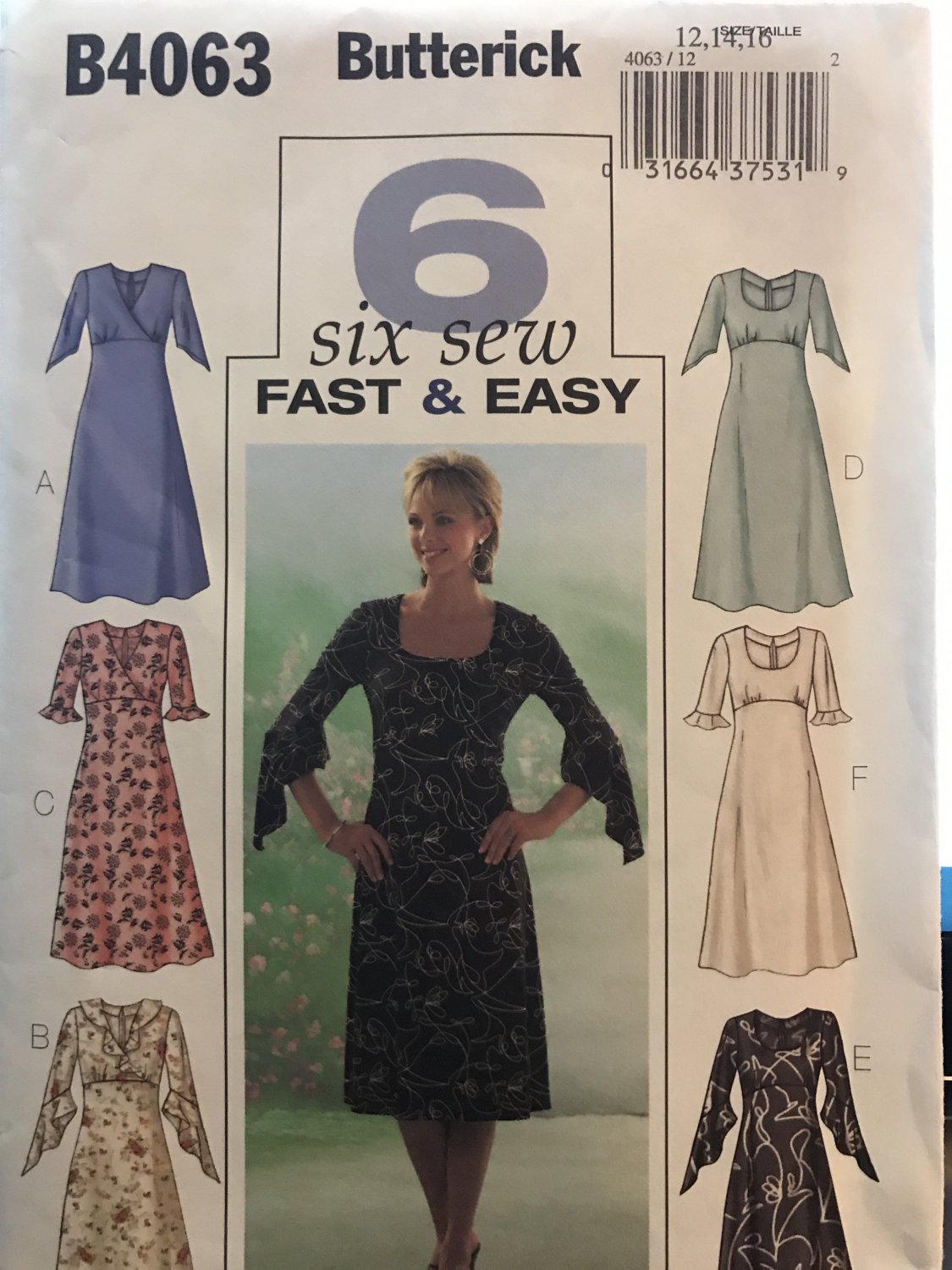 Butterick 4063 Sewing Pattern Six fast & easy Dresses Size 12 - 16