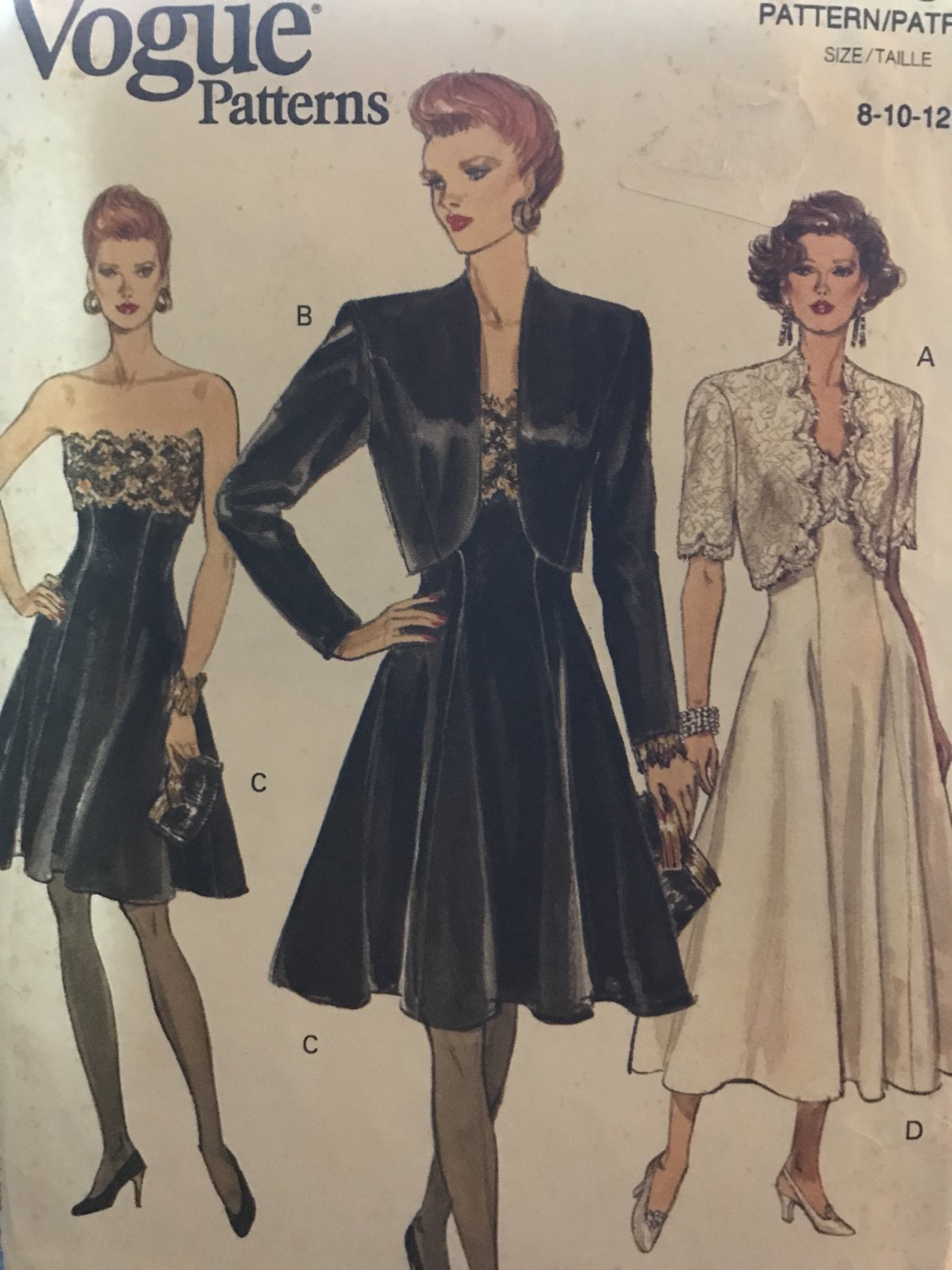 Misses' Special Occasion Dress and Jacket Sewing Pattern Vogue 8229 Size 8-12 Bust 30-34