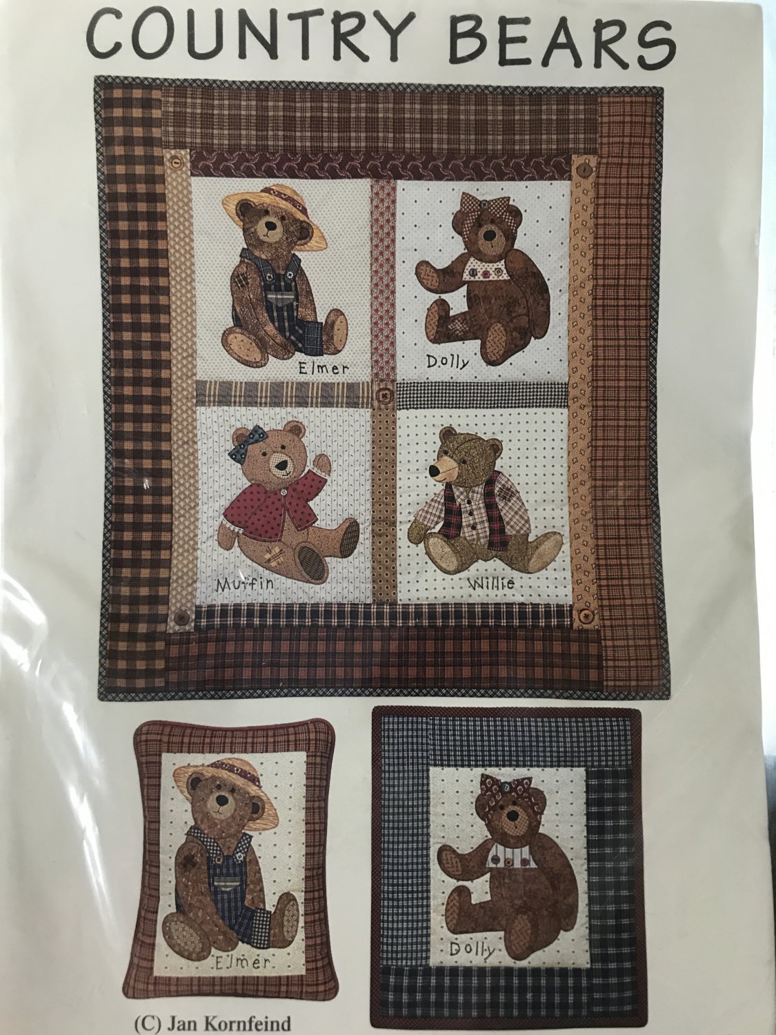 Country Bears Quilt Pattern Country Appliques 31" x 34" 4 bears 3 projects