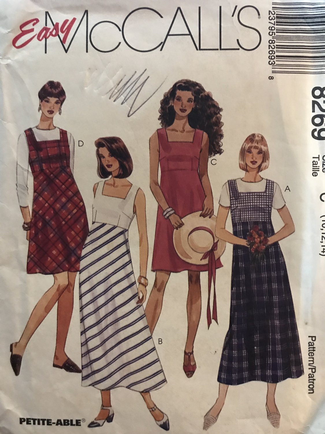 McCalls 8269 Summer Dress or Jumper size 10 12 14 Sewing Pattern