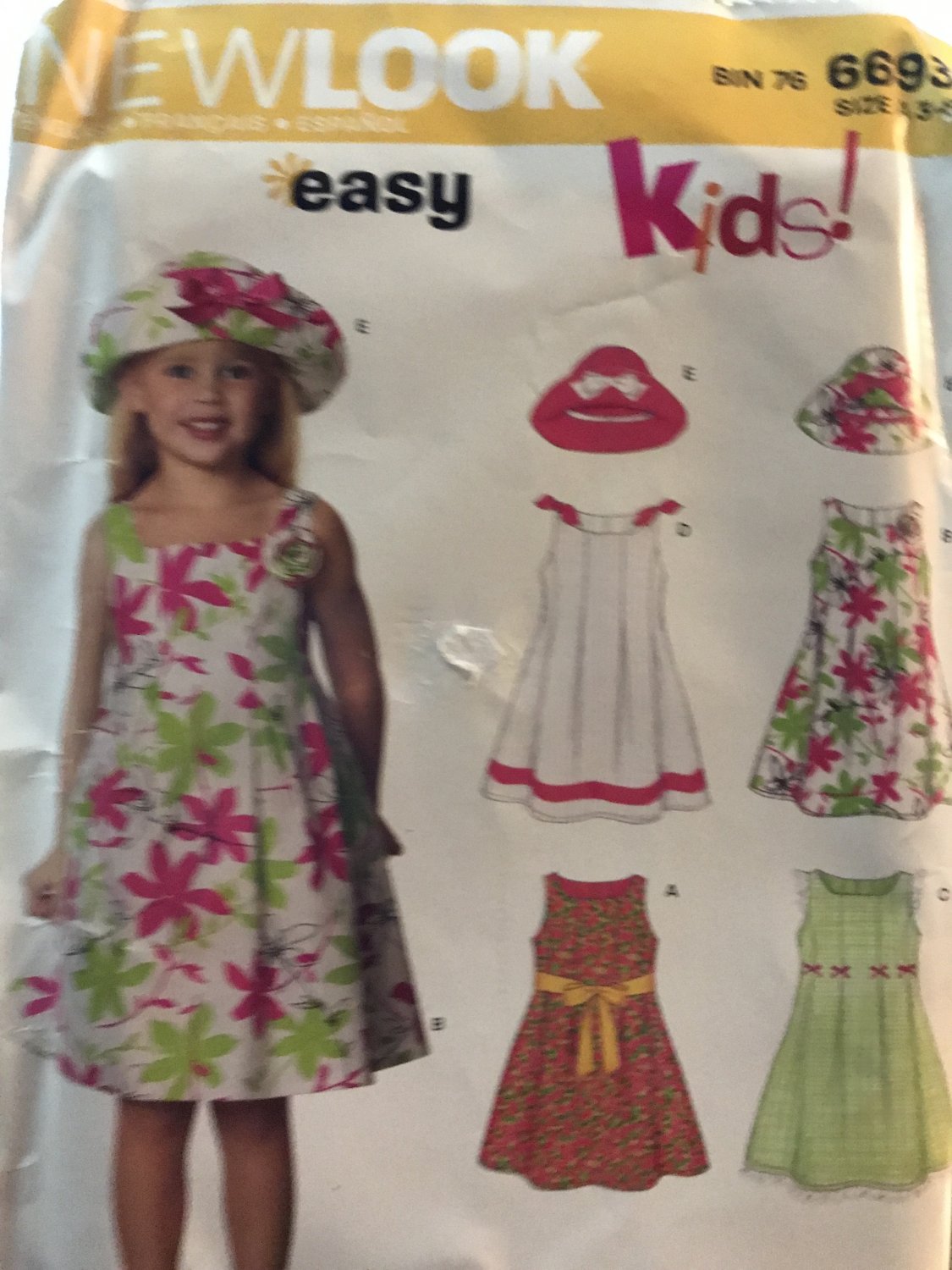 New Look 6693 Girl's Dress and hat Size 3 - 8 sewing pattern