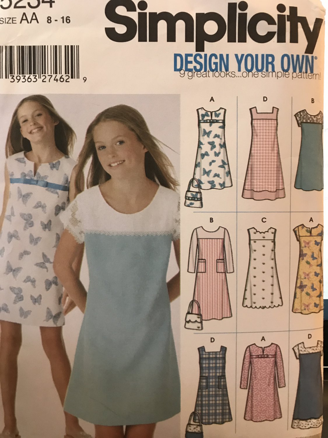 Simplicity 5234 Girls's Design your own dress Sewing Pattern Size 8-16