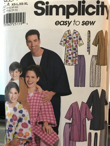 Simplicity 9834 Robe and pants for the whole family XS - XL Sewing Pattern