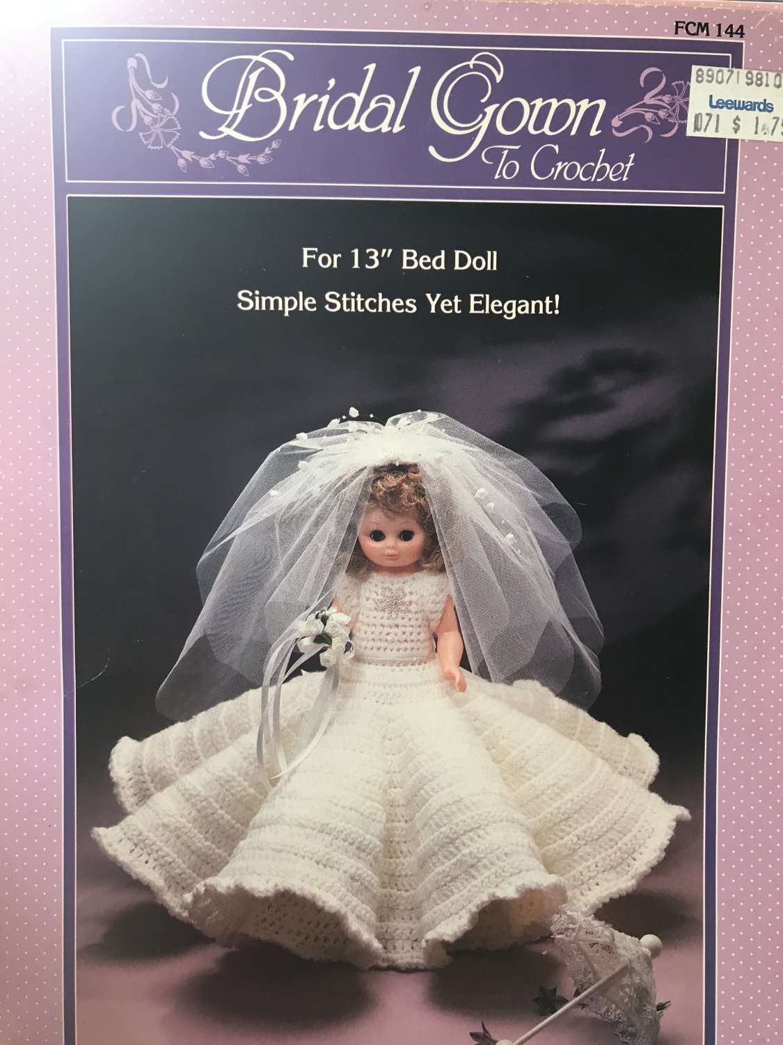 Fibre Craft Bride Gown Crochet Pattern for 13" Bed Doll FCM144