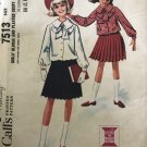 McCall's 7513 Girls' Blouse and Pleated Skirt Sewing Pattern size 12 bust 30" Waist 25" Hip 32 1/2"