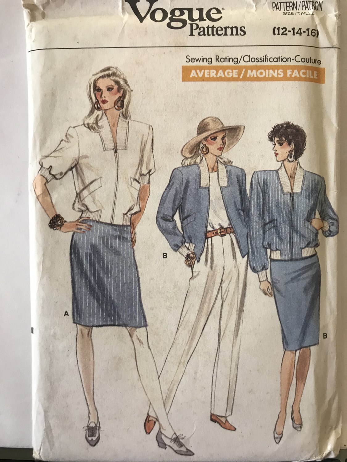 Vogue 7137 Misses'/Misses' Petite Jacket, Skirt & Pants Size 12 14 16 Sewing Pattern
