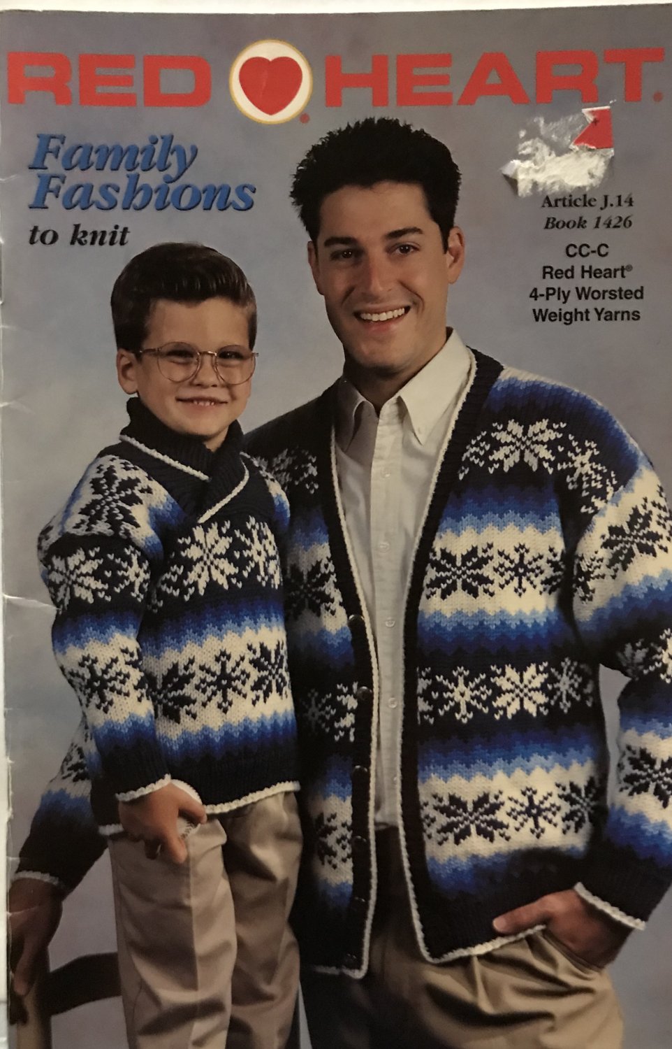 Red Heart booklet 1426 Family Fashions to knit Sweater Patterns