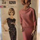 1960s Two Piece Dress Pattern Cowl neckline, skirt Simplicity 6269 size 16