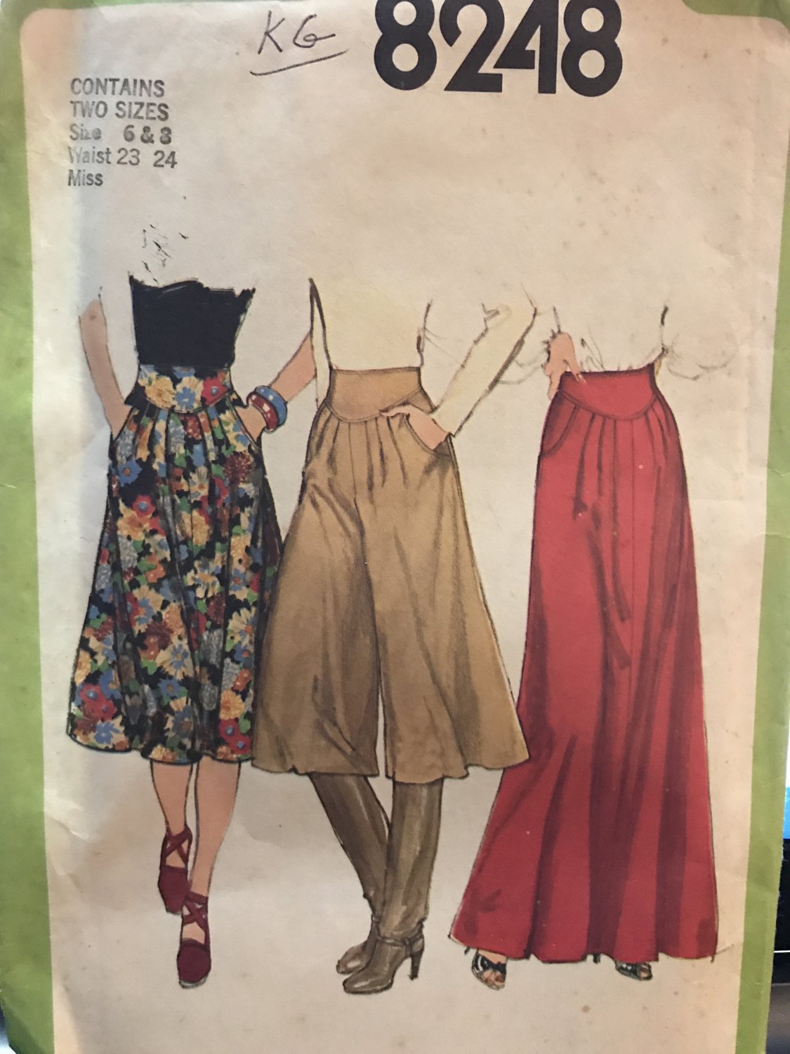 Simplicity 8248 Misses' Skirt in Two Lengths and Culottes Sewing Pattern Size 6 & 8