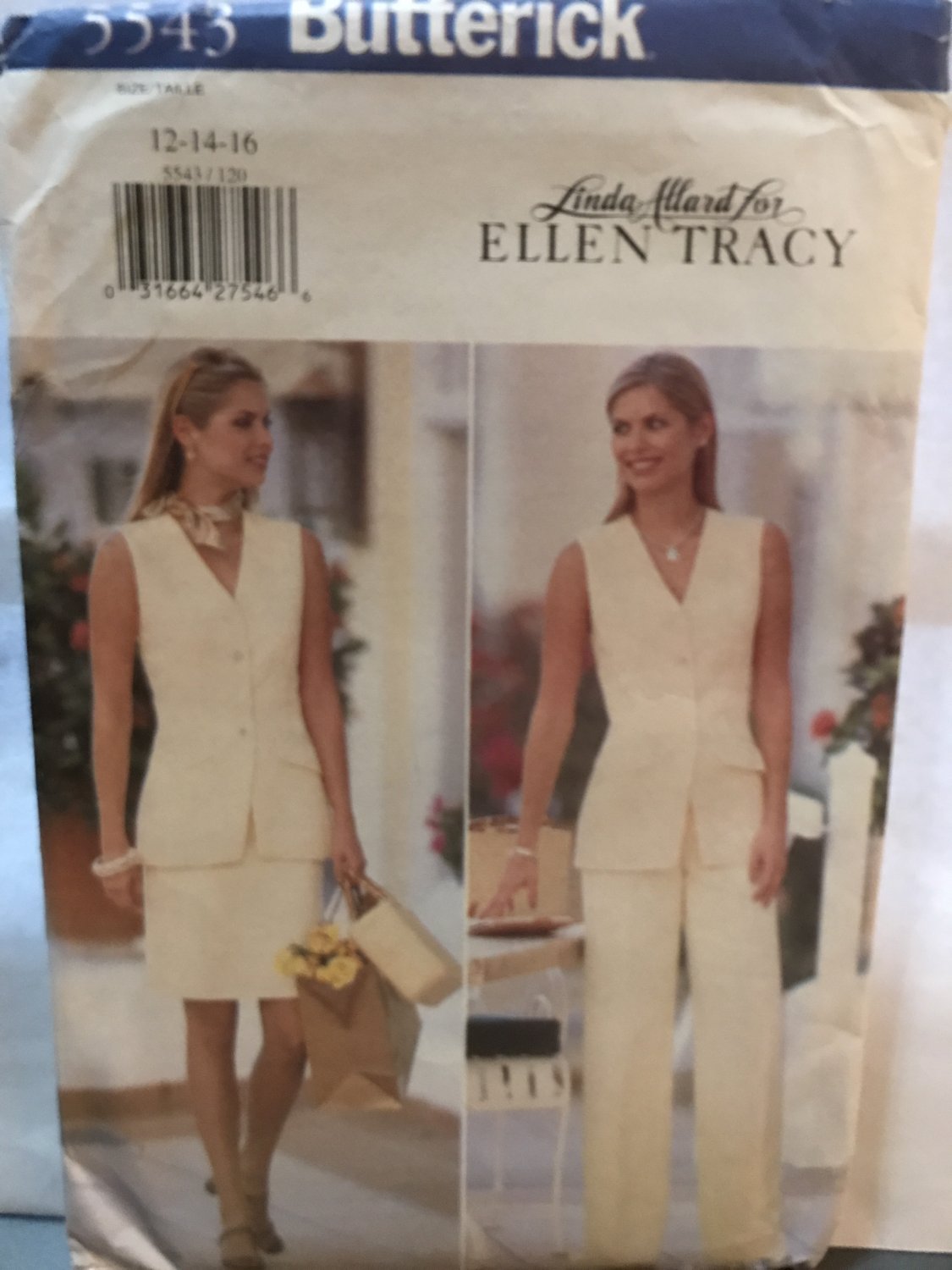 Butterick 5545 Misses' top skirt & pants Sewing Pattern Size 12 14 16