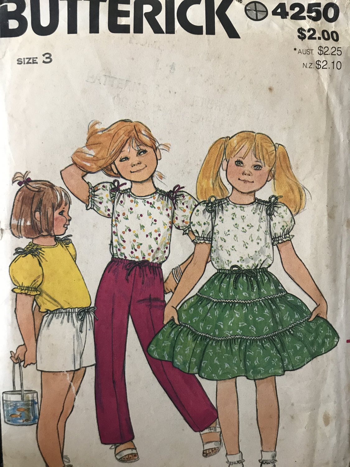 Butterick 4250 Children's top, skirt, shorts, and pants Sewing Pattern Size 3