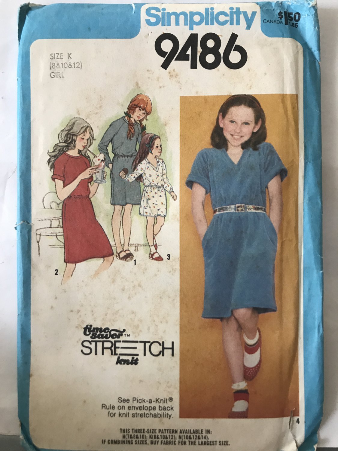 Simplicity 9486 Time Saver Stretch Child's Knit Dress sewing pattern size 8 10 12