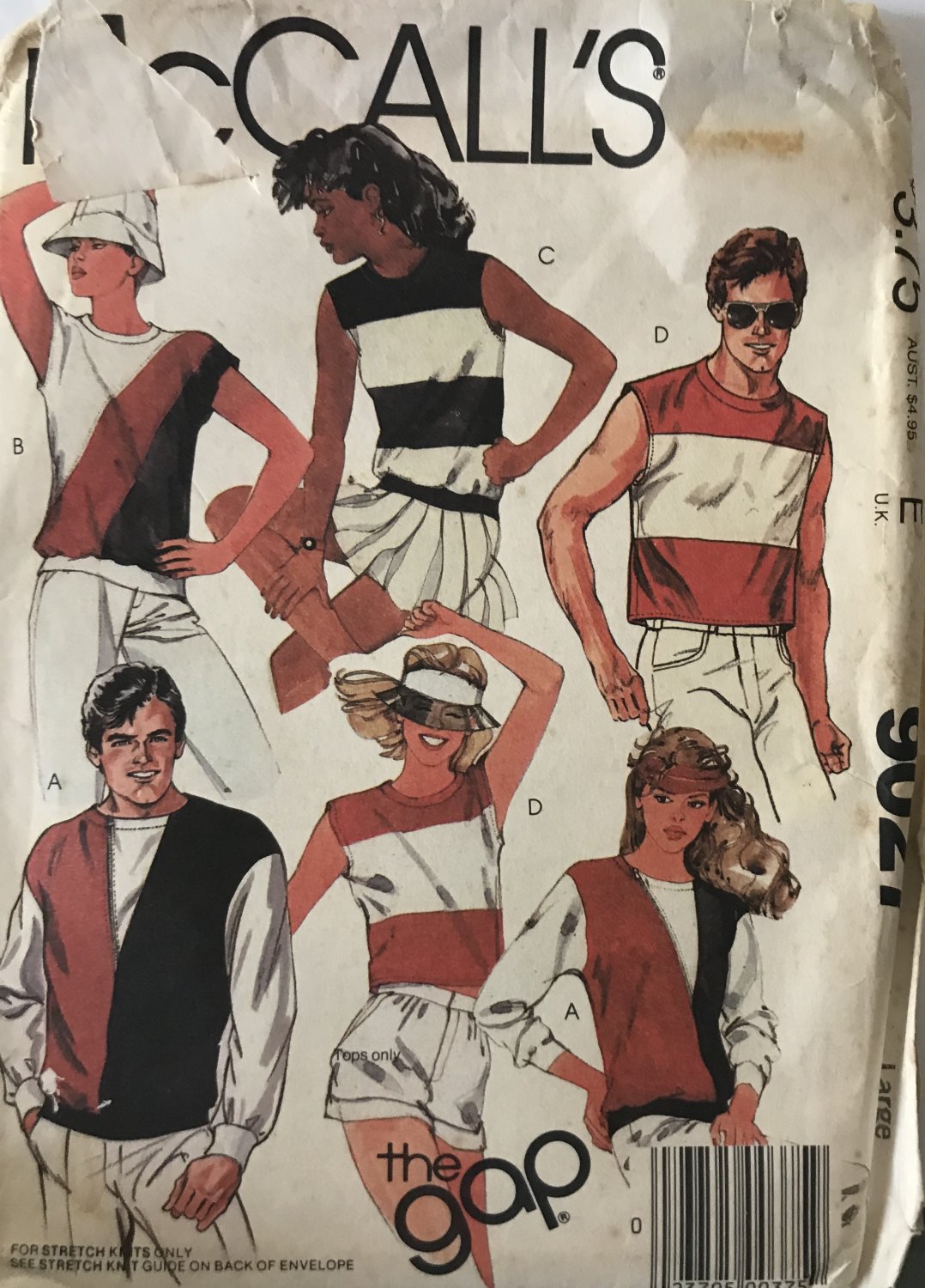 McCall's 9027 Mens' and Women's Knit Tops T-shirt sewing pattern, size Large, 40"-42" chest