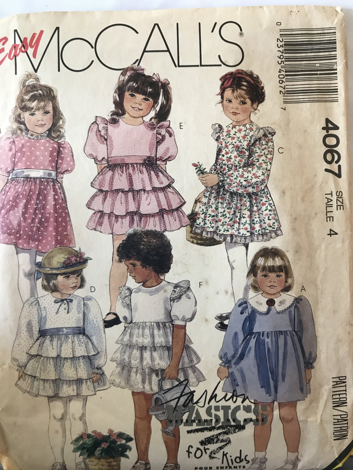 McCall's 4067 Girls High Waist Ruffled Dress and Flowers Sewing Pattern Size 4, Breast 23