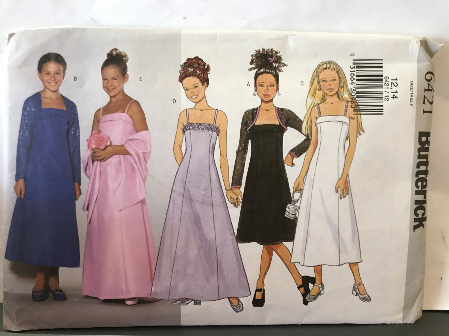Butterick 6421 Girl's Special Occasion Dress & Shrug Sewing Pattern Size 12, 14