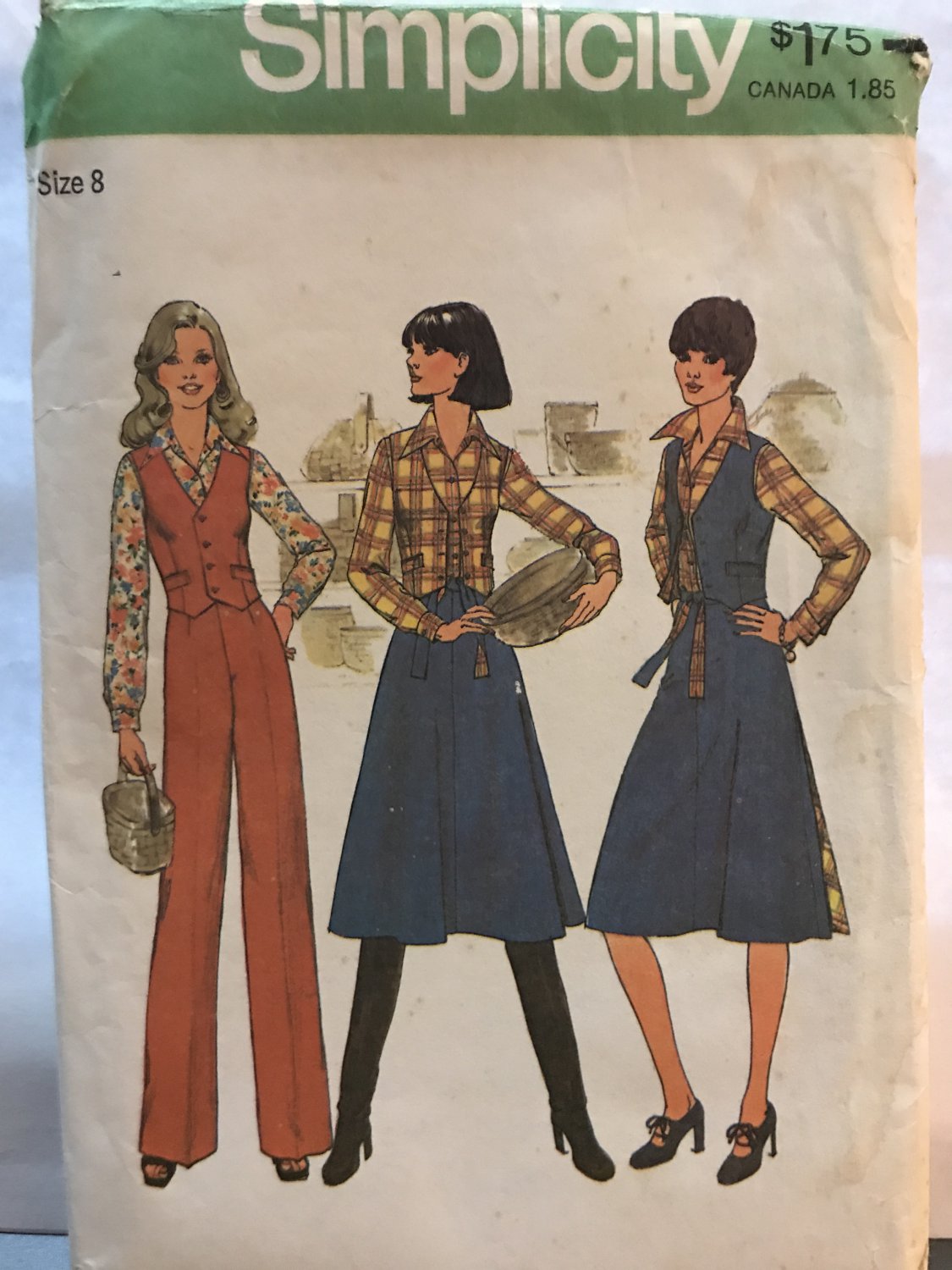 Simplicity 7675 Misses' Shirt, Pants and Reversible Vest and Back-Wrap Skirts Sewing Pattern size 8