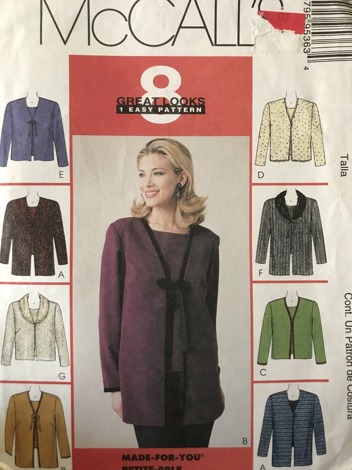 McCall's 9536 Misses' Cardigan in Two Lengths and Top size 12, 14 Sewing Pattern