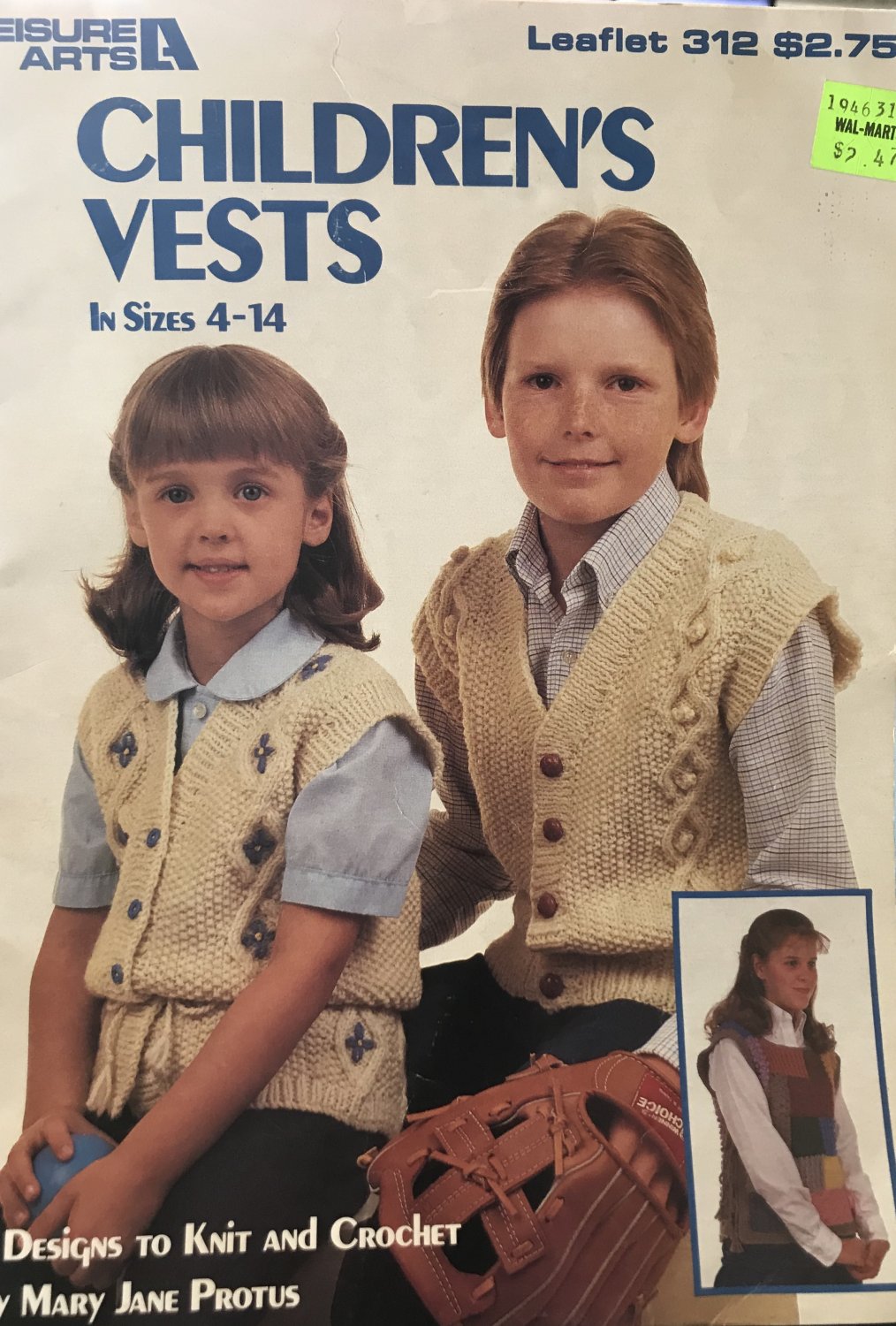 Children's vests Leisure Arts 312 knit and crochet pattern for children