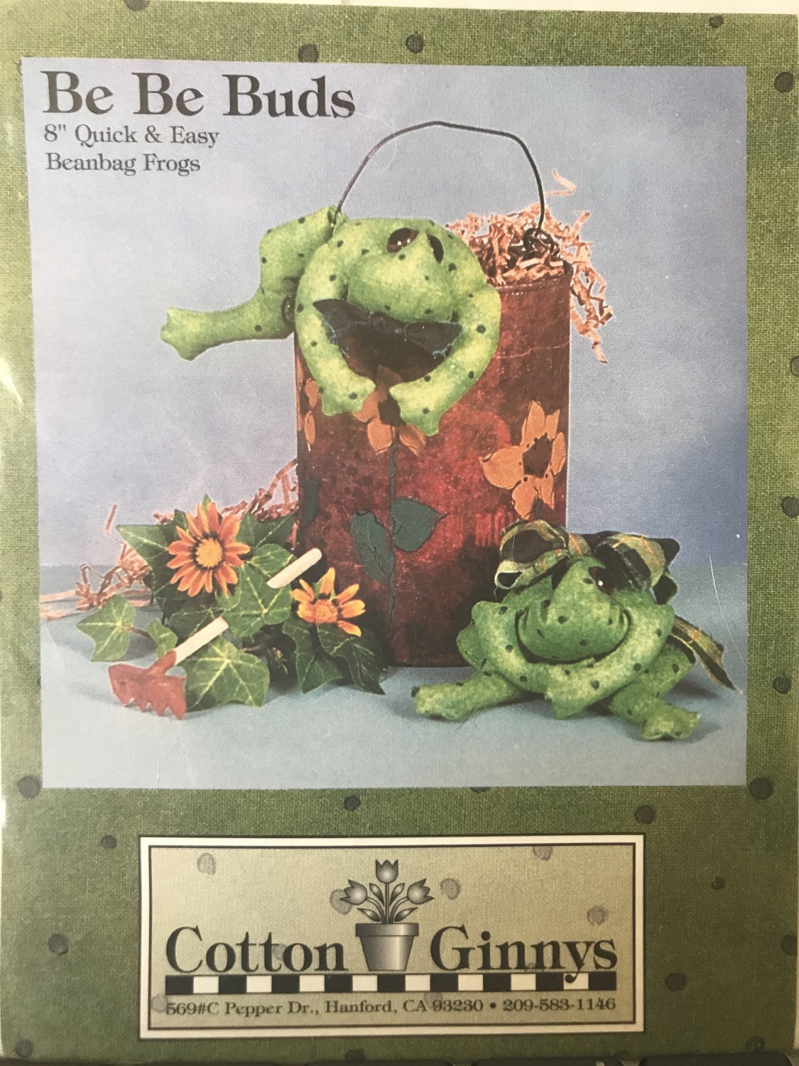 Be Be Buds Frog Bean Bag Toy Cotton Ginnys 8" quick & easy