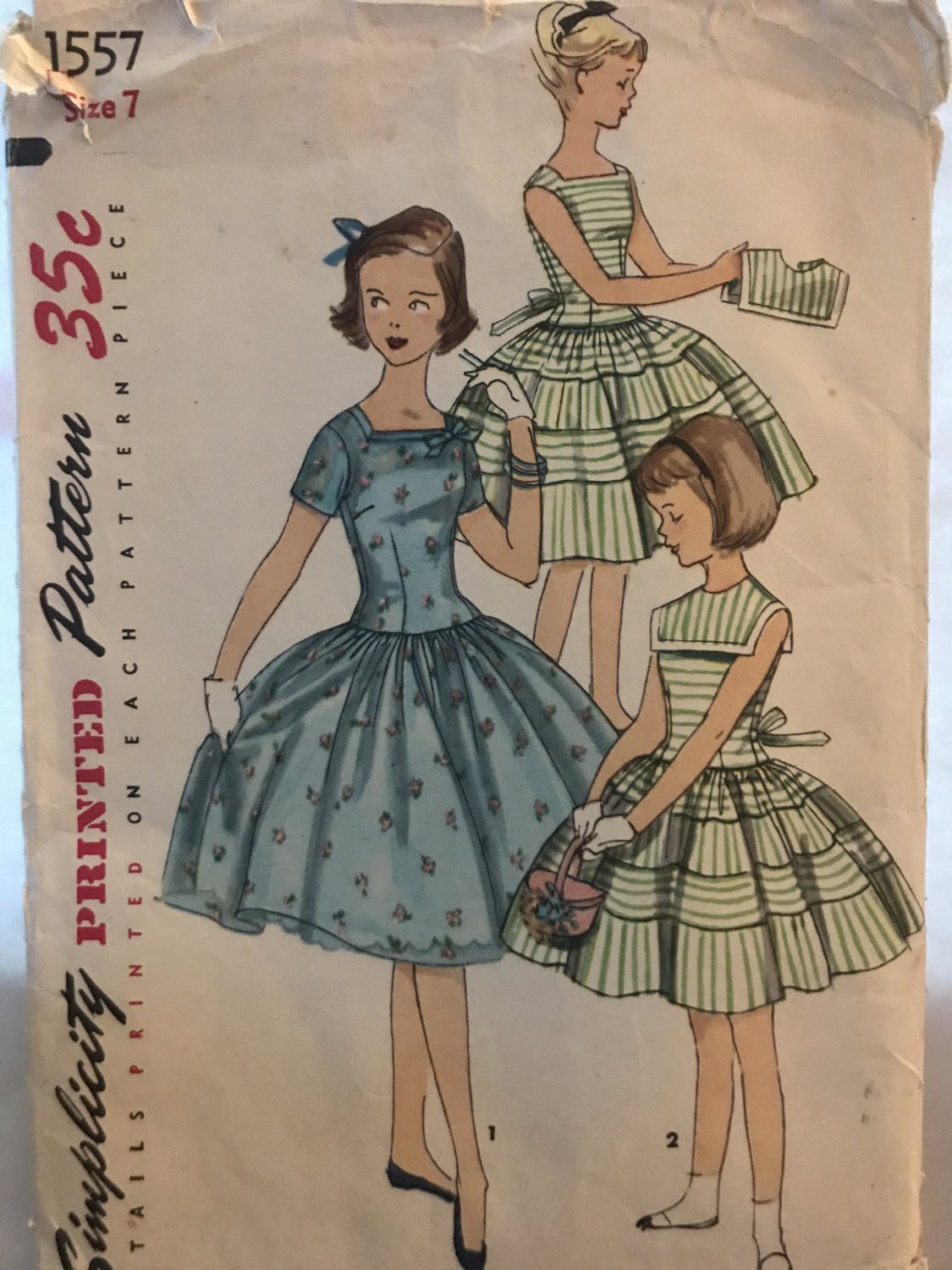 Simplicity 1557 Girls' One-piece Dress with separate collar Sewing Pattern Size 7