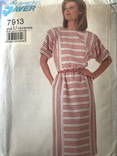 Simplicity 7913 Misses Easy to Sew Dress Sewing Pattern Size 16 18 20