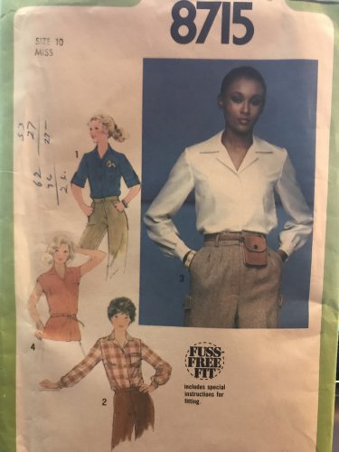 Simplicity 8715 Misses' Blouse and Tie Belt A Fuss-Free Fit Sewing pattern size 10