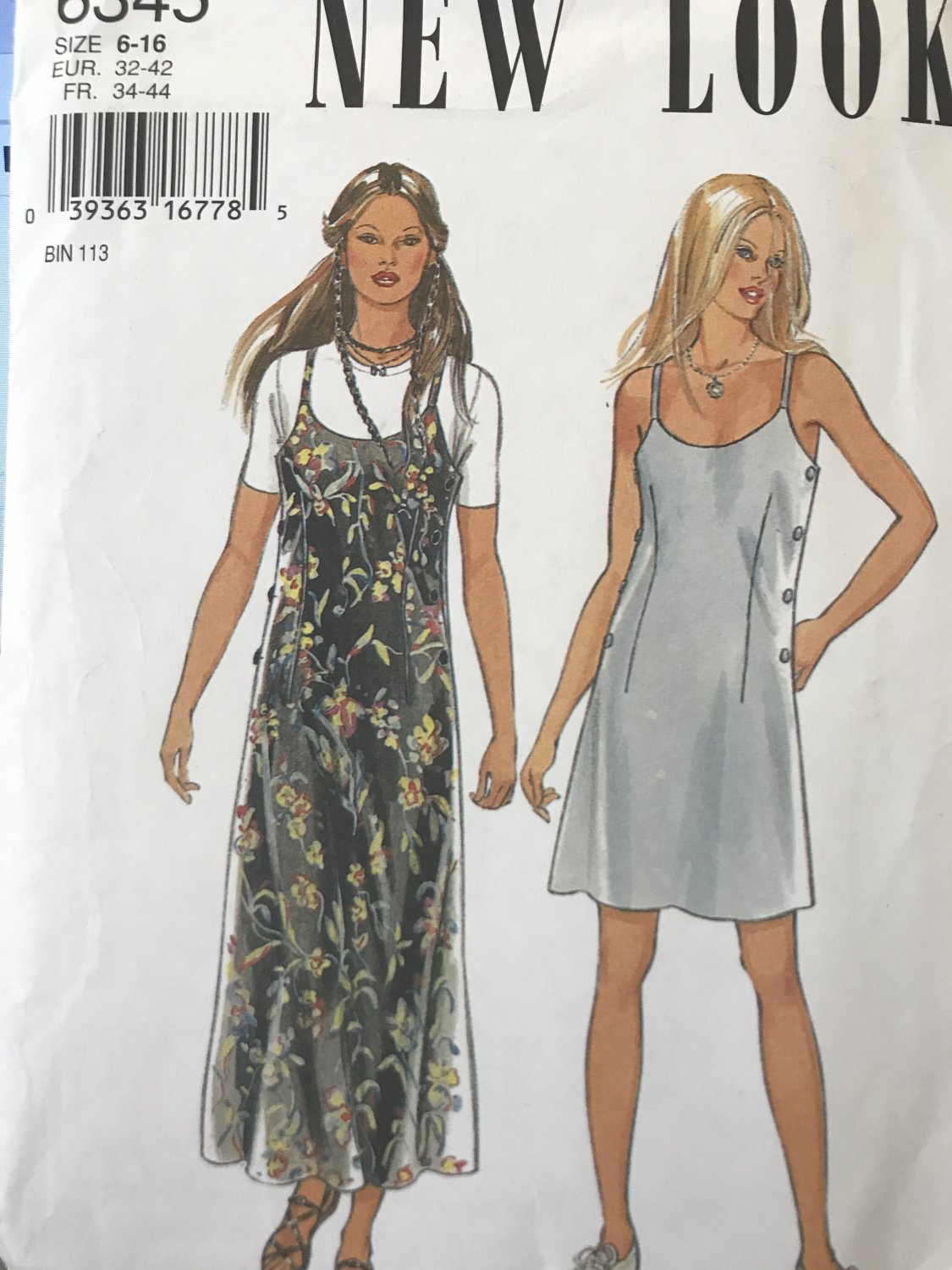New Look 6345 Misses Dress with spaghetti straps sewing pattern size 6 - 16