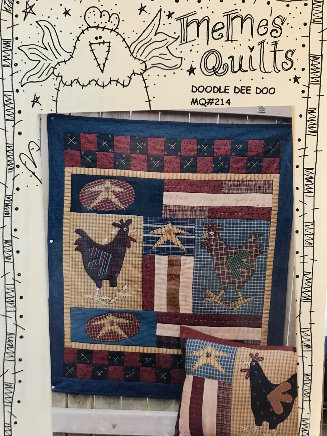 Meme's Quilts Doodle Dee Doo applique quilt Wall Hanging & Pillow sewing pattern MQ#214