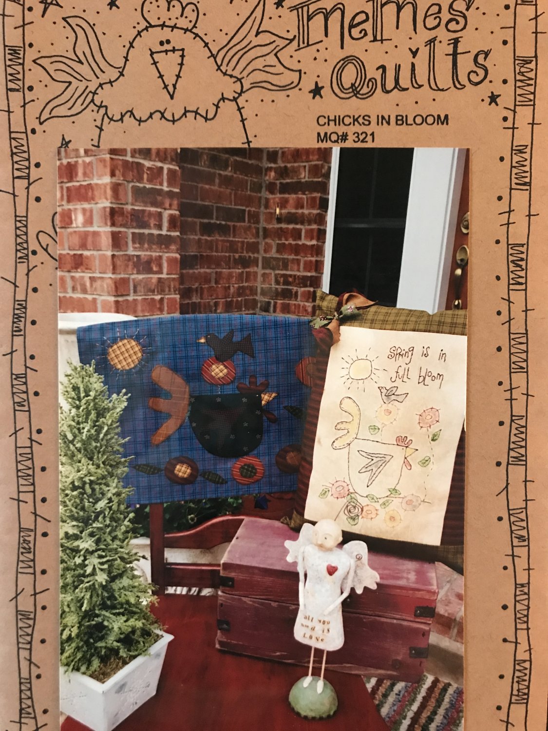 Meme's Quilts Chicks in Bloom applique towel and stitchery sampler sewing pattern MQ#321