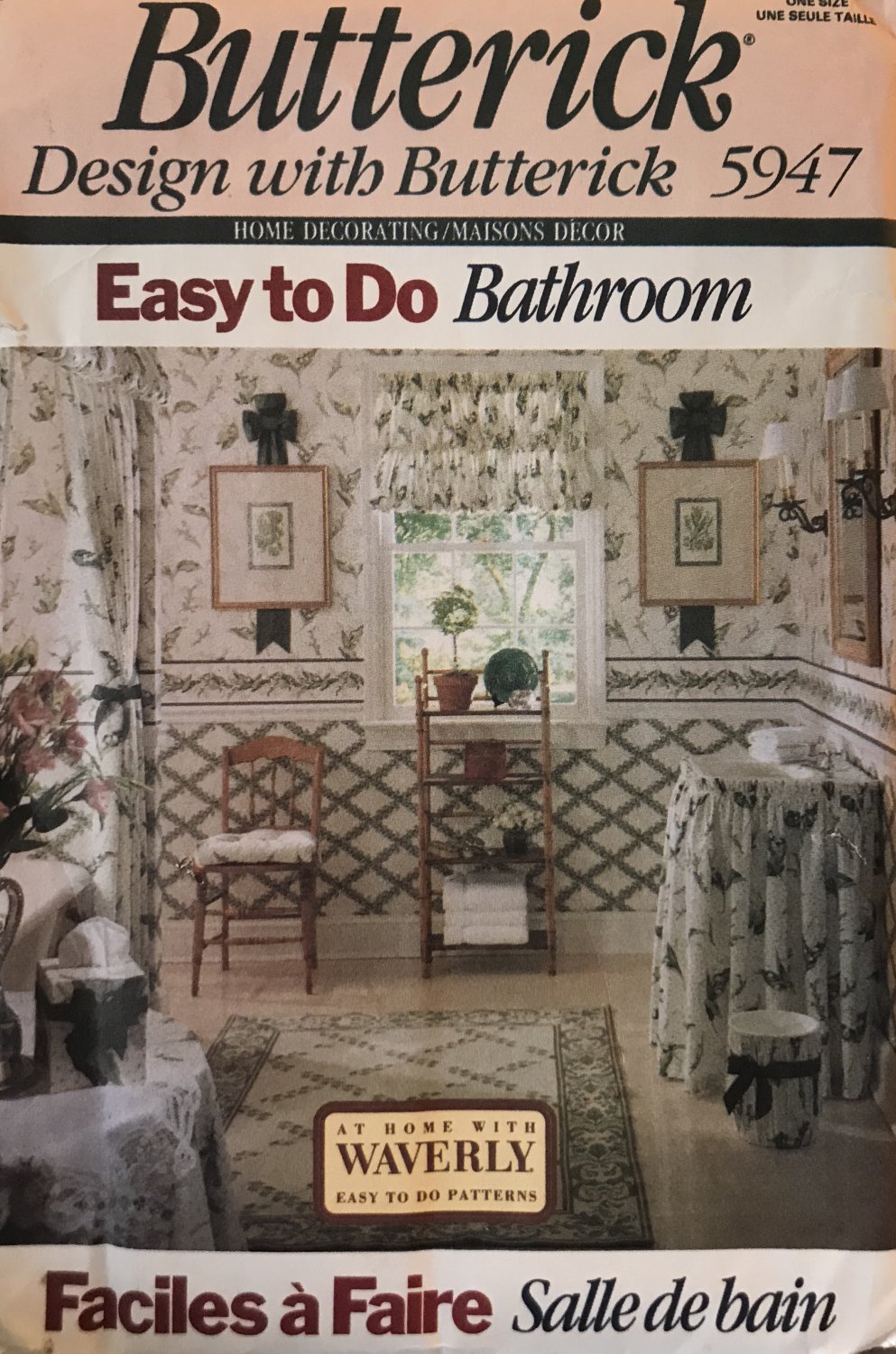 Butterick Sewing Pattern 5947 Bathroom Decor Shower Curtain Valance Tablecloth
