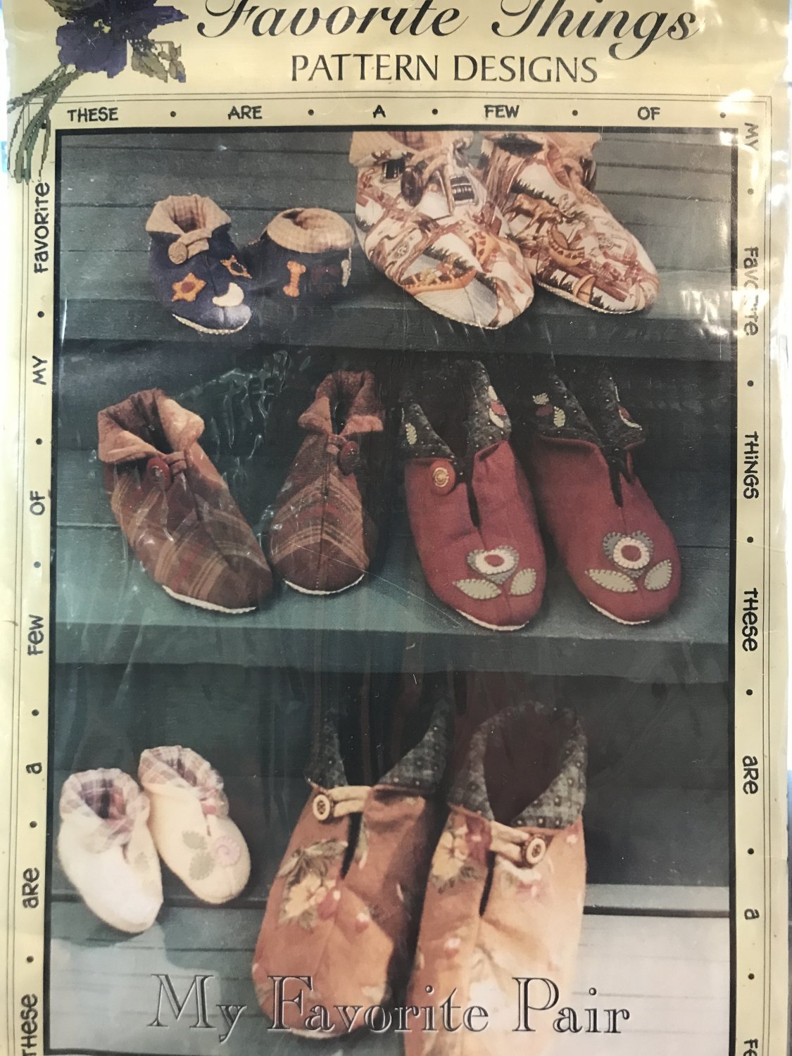 Favorite Things 037 My Favorite Pair Slippers Sewing Pattern Leslie Gladman Size infants to Adults