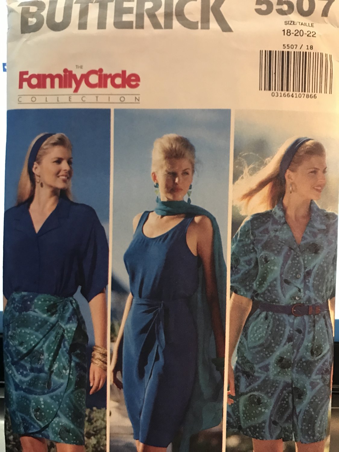 Butterick 5507 Misses' Shirt, Tank Top, Shorts & Wrap Skirt Sewing Pattern size 18 20 22
