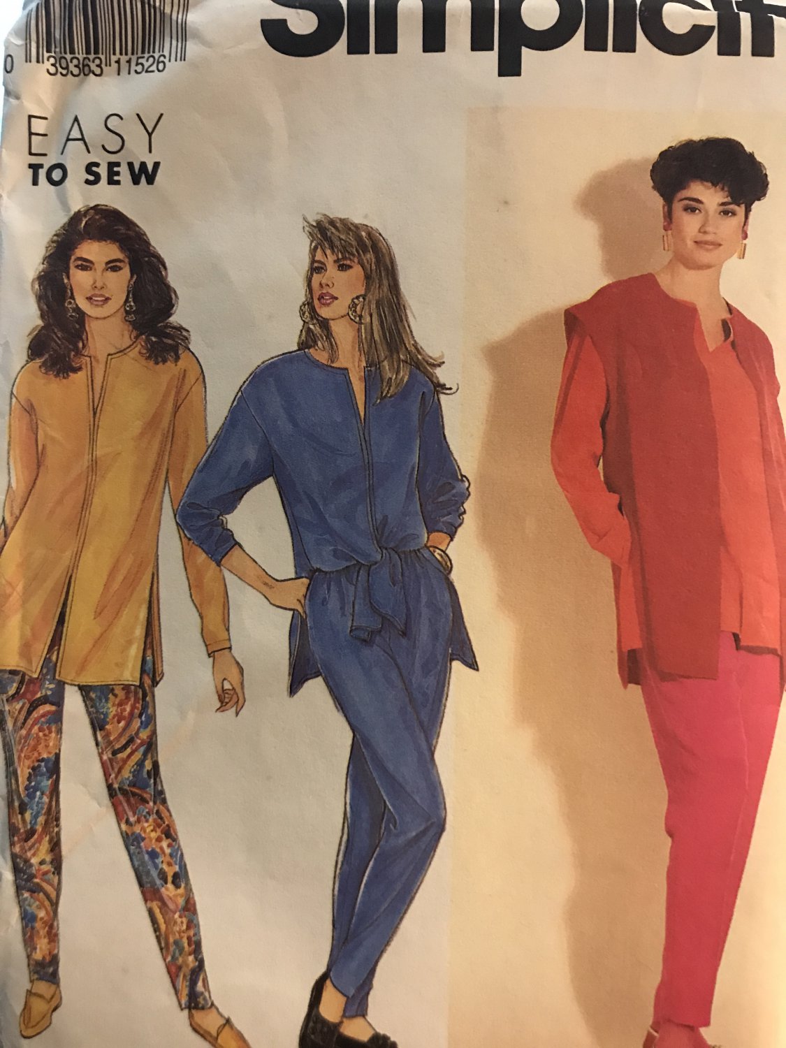 Simplicity 7396 Sewing Pattern for Misses XS S M L XL Easy to Sew Slim Pants Vest or Tunic