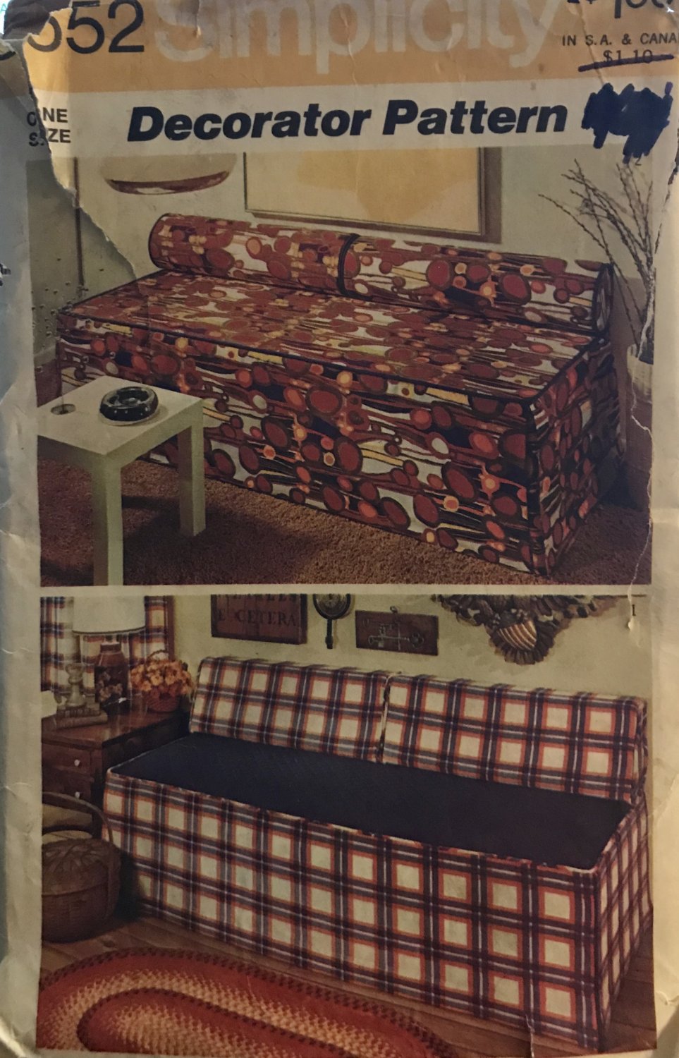 Simplicity 5552 Slipcover For Studio Couch, Twin Or Day Bed Bolsters Sewing Pattern